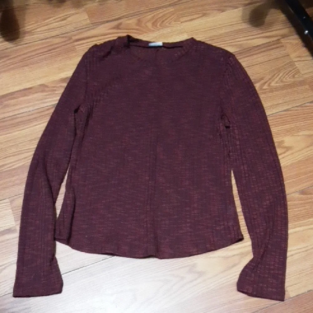 Intimately Free Free People Aura Wine Waffle Layering Long Sleeve‎ Top